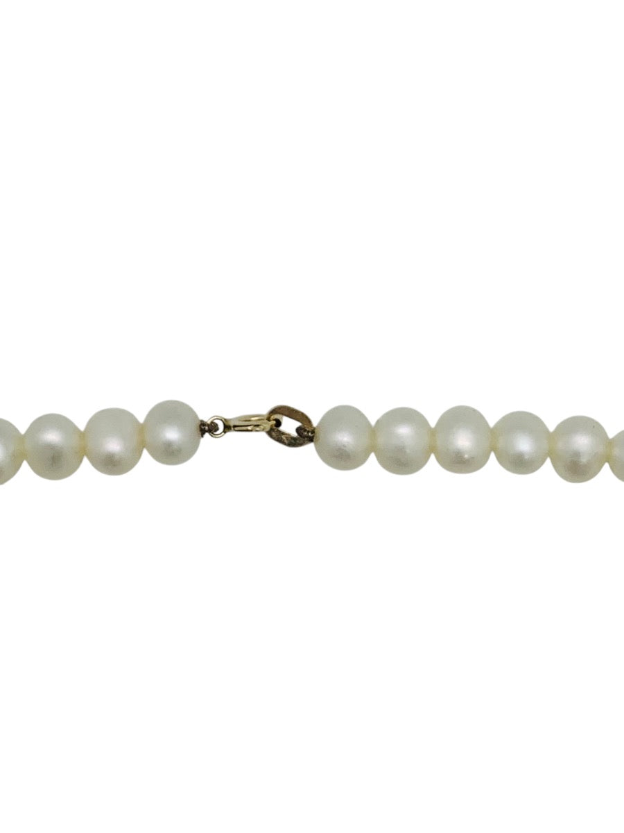 14K Gold Yellow Pearl Necklace, 18 in chain, 5.5 mm Pearl Natural Pearl Stones