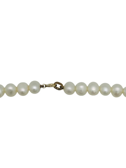 14K Gold Yellow Pearl Necklace, 18 in chain, 5.5 mm Pearl Natural Pearl Stones