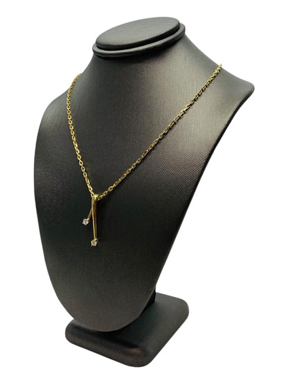 18K Yellow Gold Link Chain w/ Pendant | 7.7g | 0.12 CTW | 15"