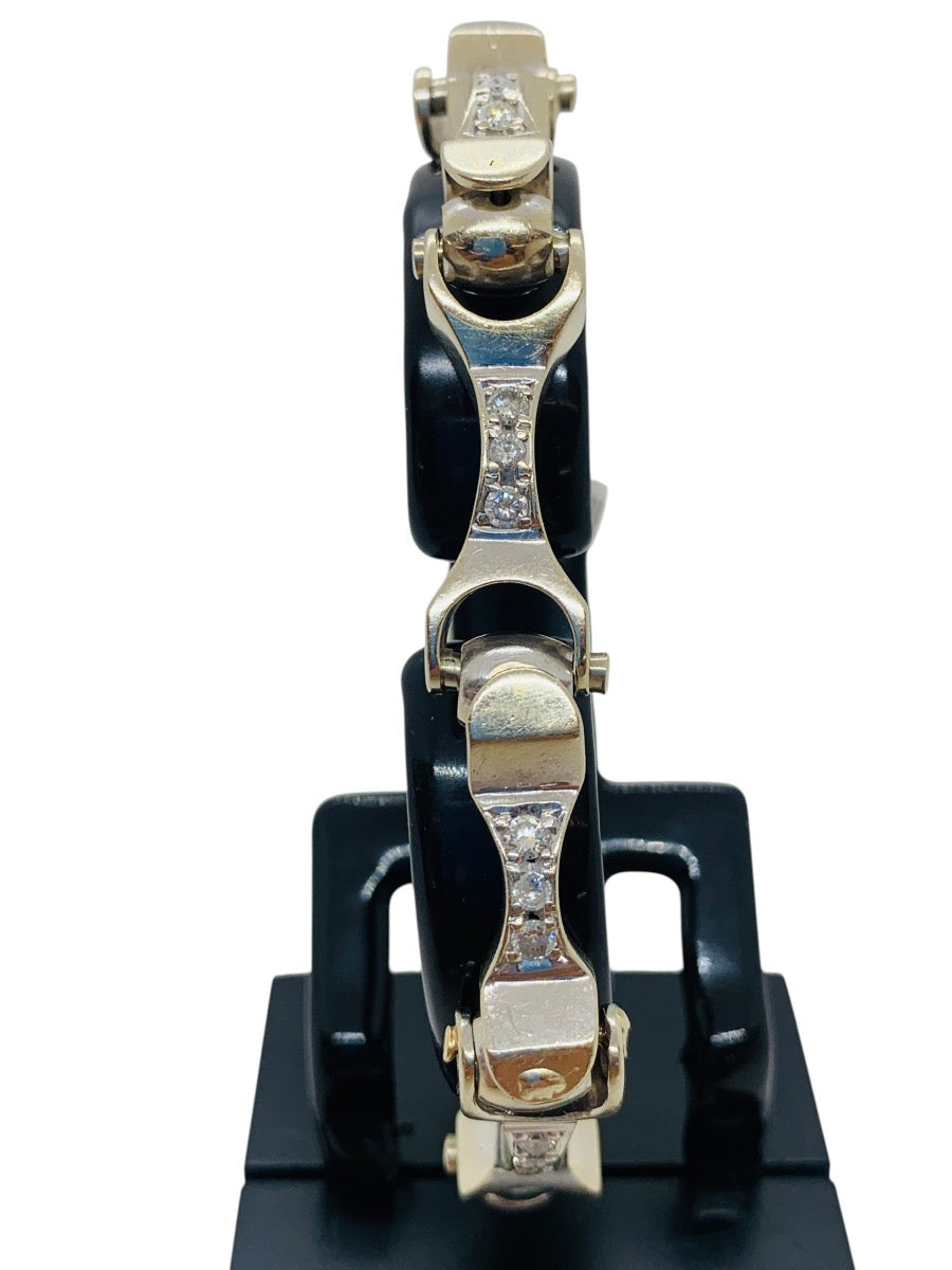 14K White Gold Biker Chain Diamond Bracelet | 1.05 TCW | Size 7 | 52.2g