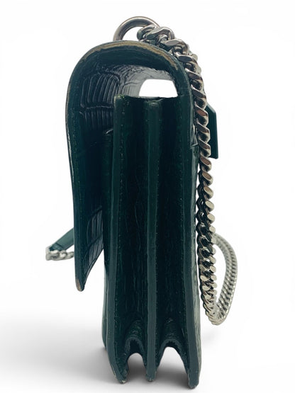 Yves Saint Laurent Sunset Green Crocodile Shoulder Bag Chain Strap