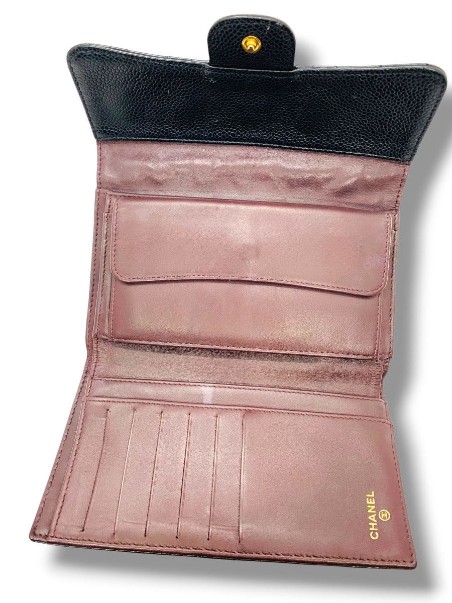Chanel Classic Long Flap Lambskin Quilted Black Wallet