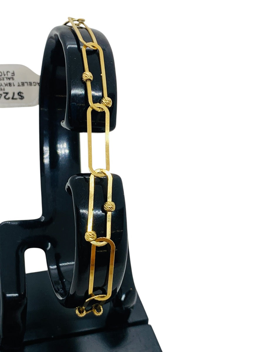 18K Yellow Gold Paper Clip Bracelet | 7" | 3.4g
