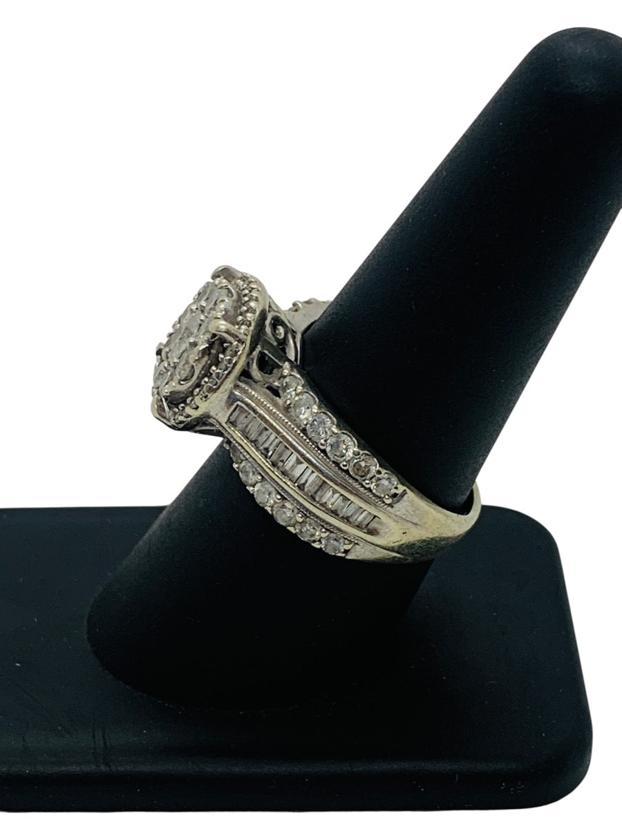 10K White Gold Round Ring | 3.14 TCW | Size 8 | 7.3g