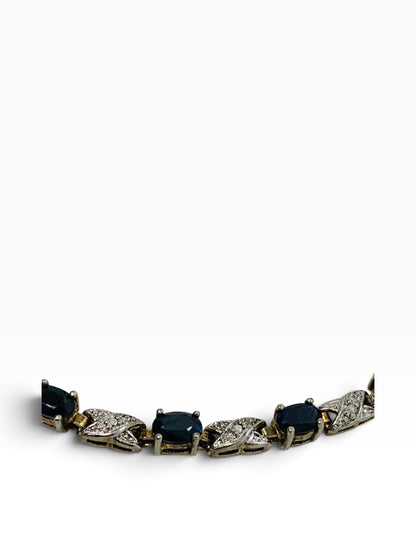 Sterling Silver Sapphire Bracelet 3.6CTW Oval 11.8g | 925 Silver 7.5in