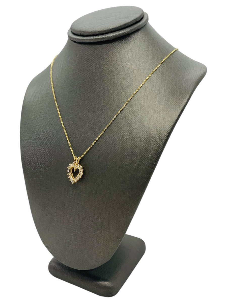 14K Yellow Gold Necklace w/ Pendant | 18" | 0.15 CTW | 3g