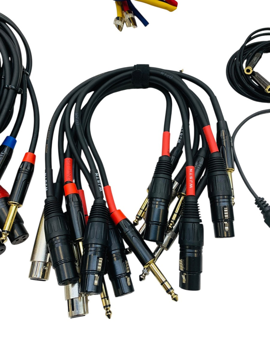 Assorted DJ Mixing/Mic Cables: XLR Male to 1/4" Cables + XLR Cables