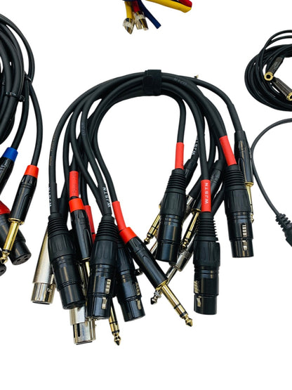 Assorted DJ Mixing/Mic Cables: XLR Male to 1/4" Cables + XLR Cables
