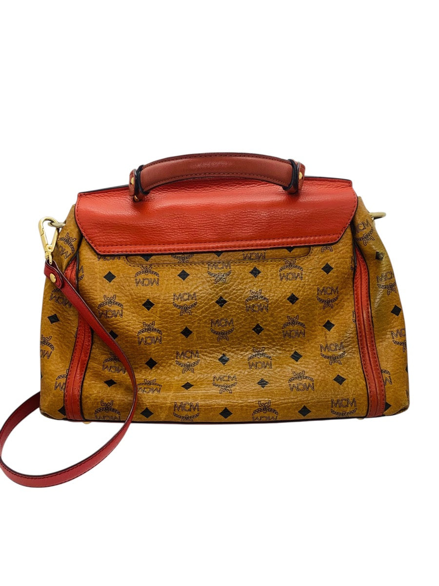 MCM Leather Crossbody Cognac In Viestos Detachable Strap