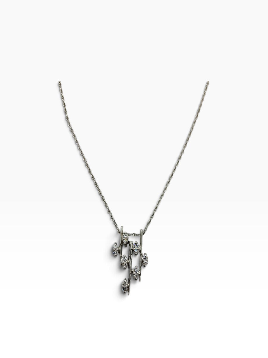 14K White Gold Cascade Waterfall Diamond Necklace .14CTW | 18" Length| 3.9 Grams