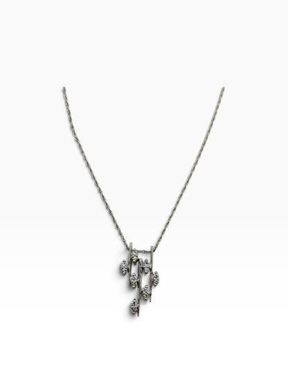 14K White Gold Cascade Waterfall Diamond Necklace .14CTW | 18" Length| 3.9 Grams