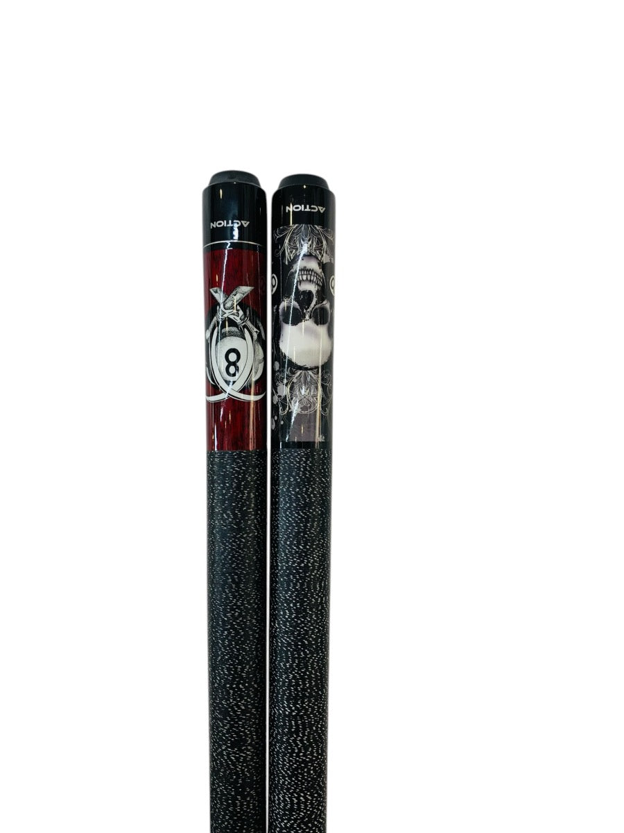 Action 2 Piece Billiard Pool Cue Sticks Combo Set with Fancy Black Carrier Case