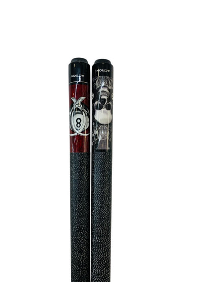 Action 2 Piece Billiard Pool Cue Sticks Combo Set with Fancy Black Carrier Case