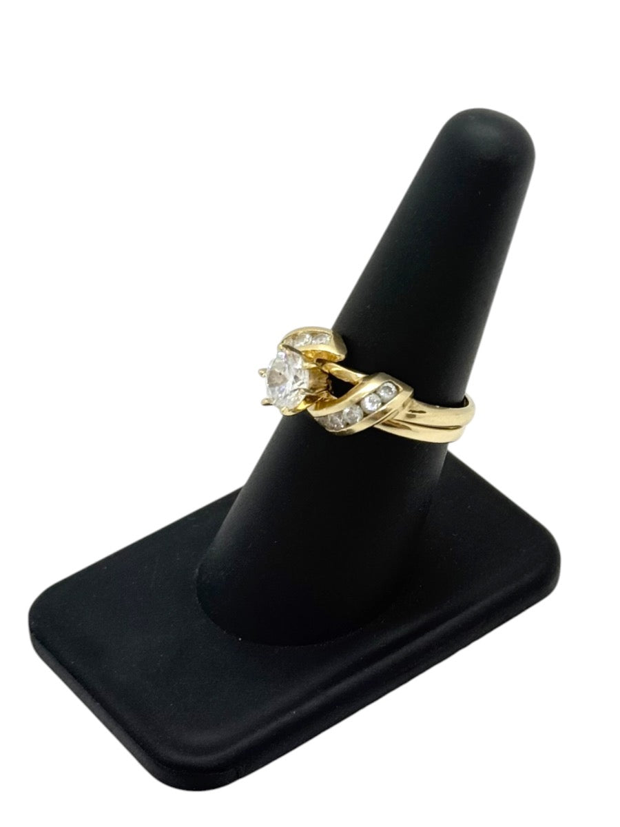 14K Yellow Gold Clear Stone Ring Set | 0.91 TCW | 5.8g