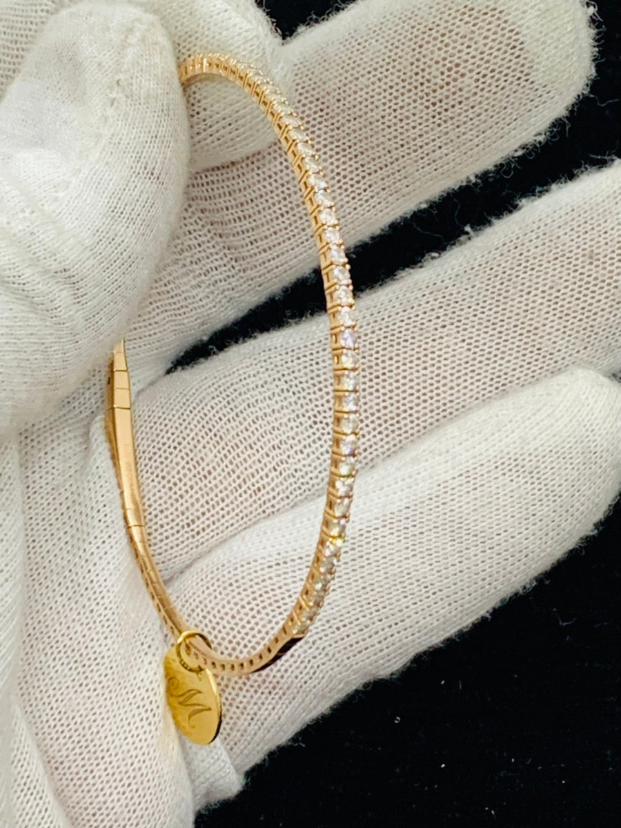 14K Rose Gold Round Diamond Bangle Bracelet | .40 TCW | Size 8 | 6.3g