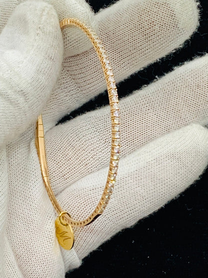14K Rose Gold Round Diamond Bangle Bracelet | .40 TCW | Size 8 | 6.3g