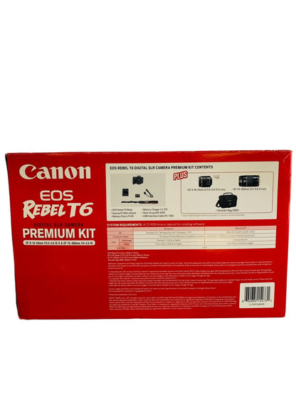 Canon EOS Rebel T6 Digital SLR Camera Premium Kit with 2 Lens New/Other