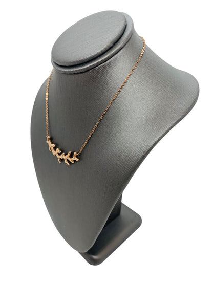 .925 Sterling Silver Rose Gold Olive Branch Anklet Bracelet