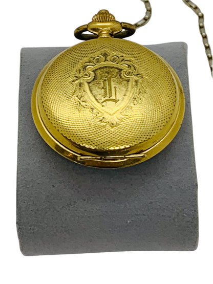 Gerard Day/Date Gold Tone Hunter-Case Pocket Watch Quartz
