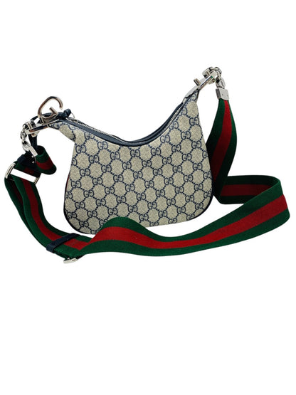 GUCCI Attache Medium Shoulder Bag GG Supreme Canvas Web Stripe 2Way 699409