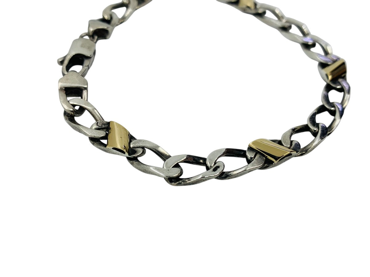Tiffany & Co. 18KYG & Sterling Silver Curb Link Bracelet 7" 11.1g