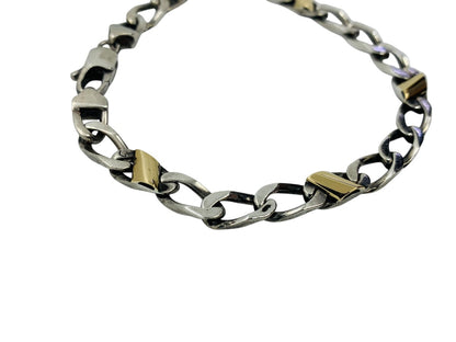 Tiffany & Co. 18KYG & Sterling Silver Curb Link Bracelet 7" 11.1g