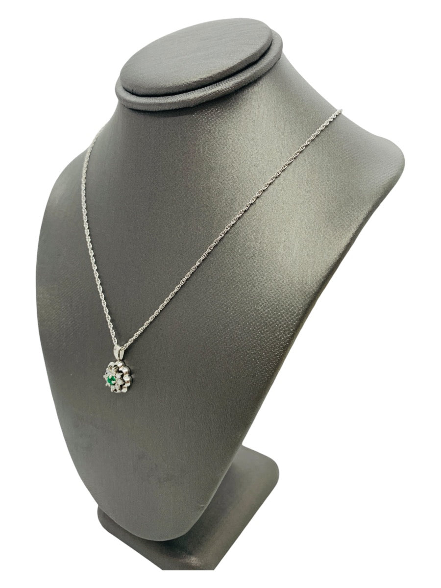 14K White Gold Link Necklace | 4g | 0.08 CTW | 20"