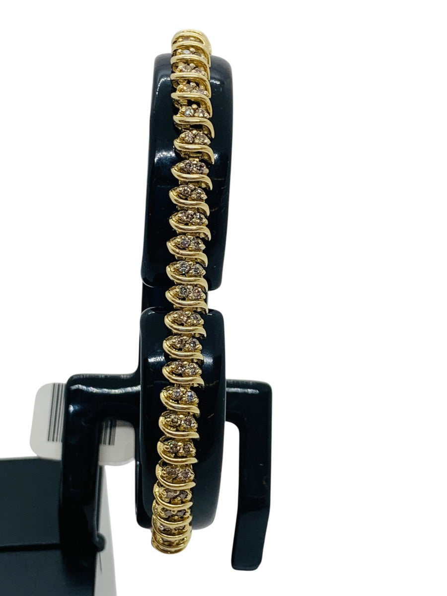 10K Yellow Gold Round Diamond Tennis Bracelet | 1.14 TCW | Size 7.5 | 12.4g