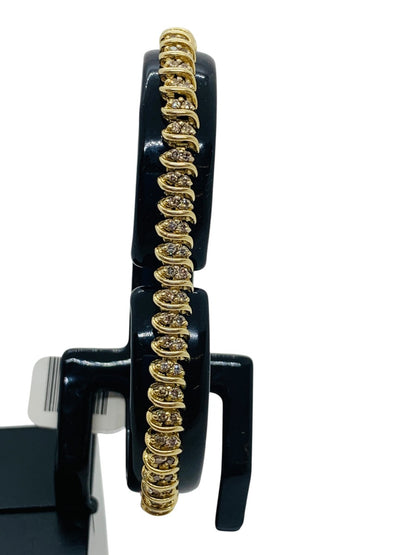 10K Yellow Gold Round Diamond Tennis Bracelet | 1.14 TCW | Size 7.5 | 12.4g