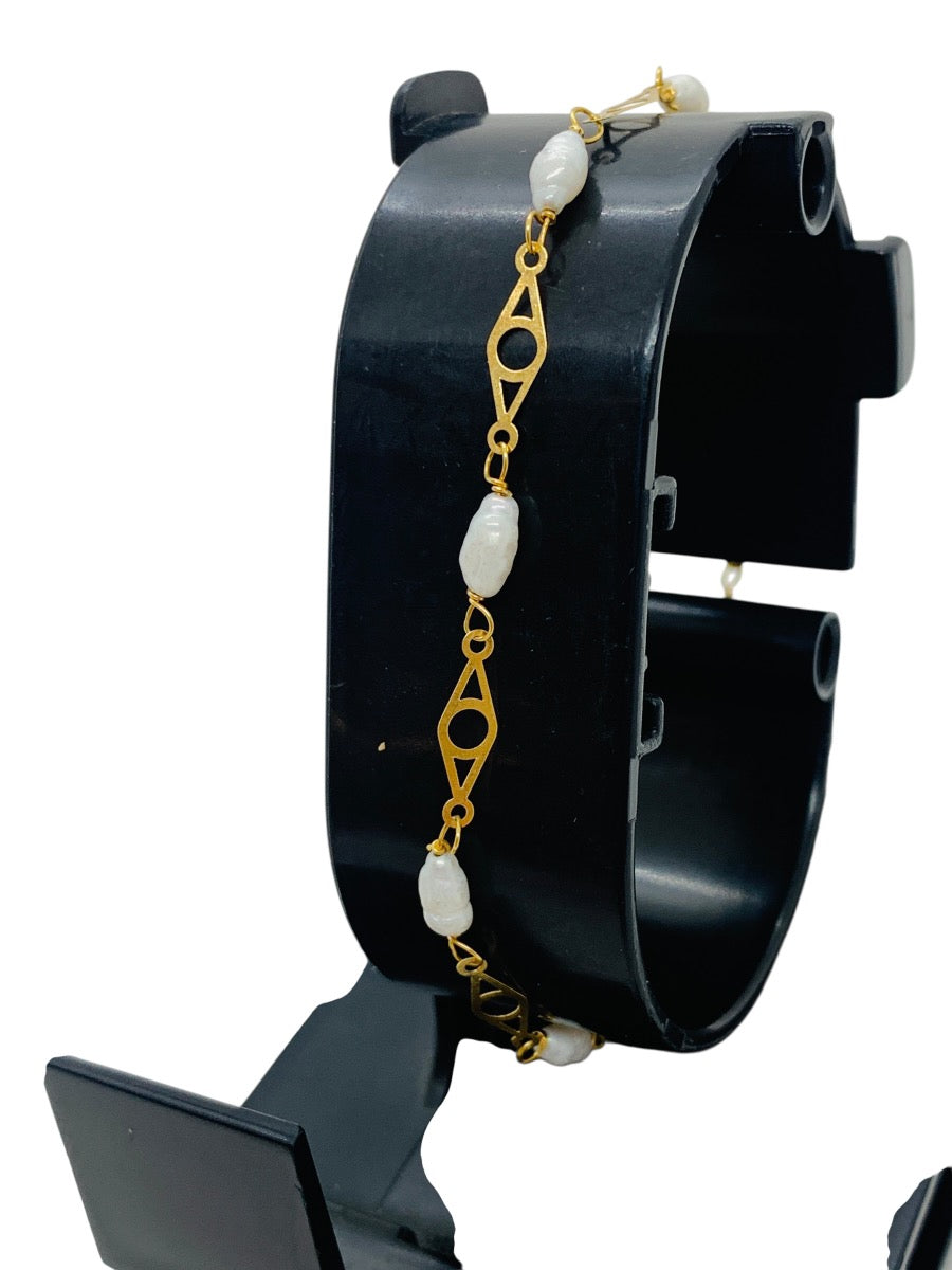 18K Yellow Gold Opal Link Bracelet | Size 7 | 1.4g