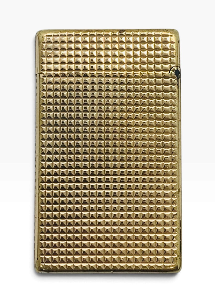 St Dupont Ligne 1 Vintage Gold Plated Diamond Head Luxury Pocket Lighter  Made in France