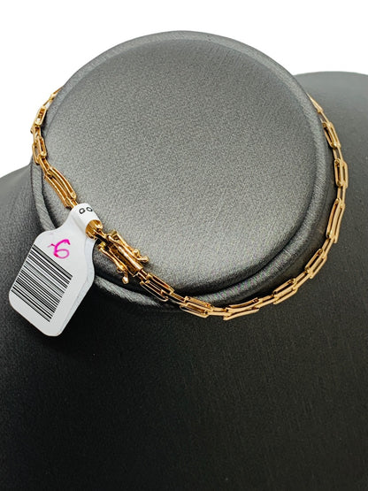 18K Yellow Gold Rectangular Paper Clip Bracelet | Size 7 | 3.9g