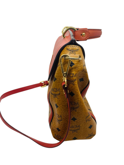 MCM Leather Crossbody Cognac In Viestos Detachable Strap