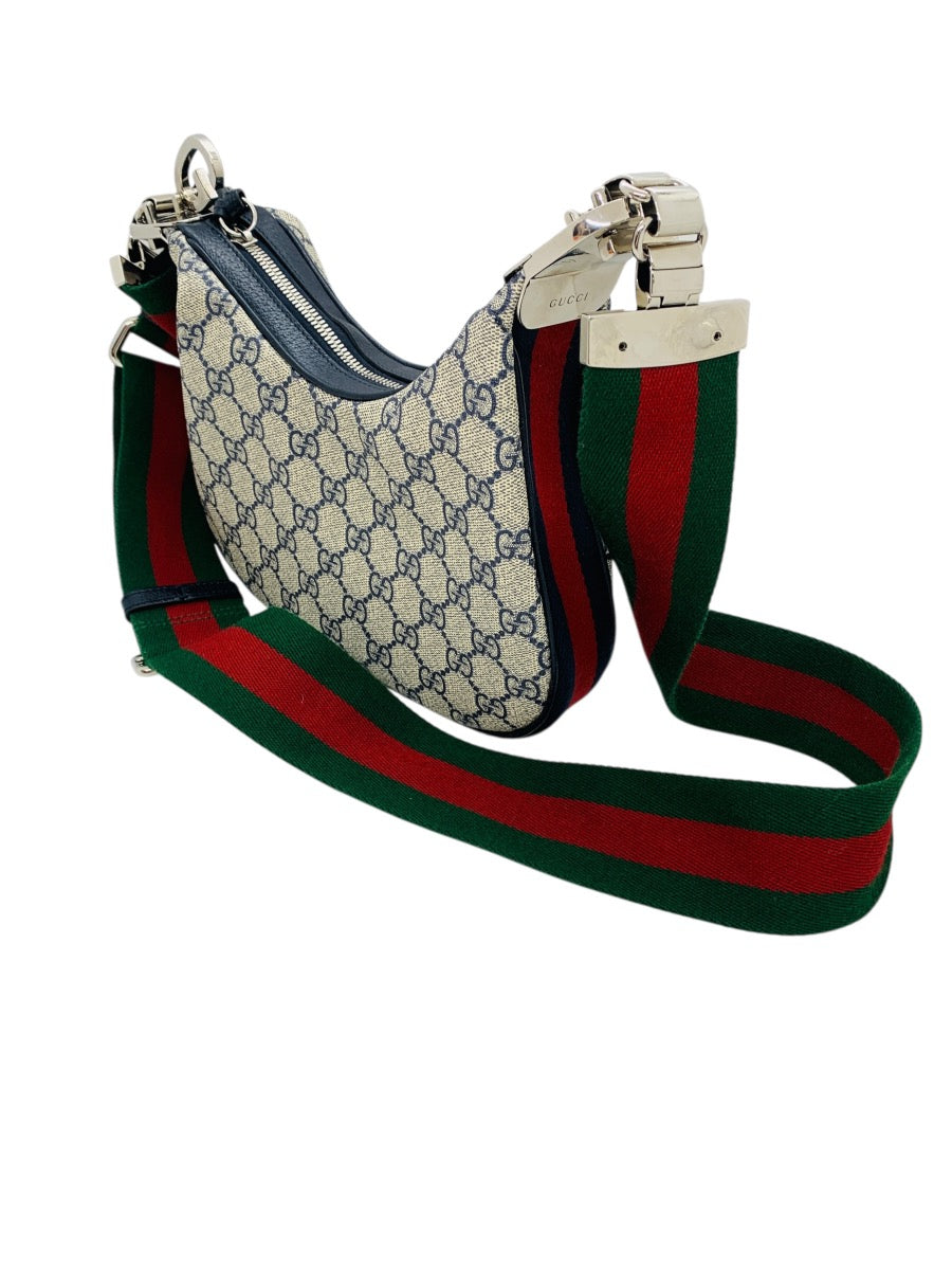 GUCCI Attache Medium Shoulder Bag GG Supreme Canvas Web Stripe 2Way 699409