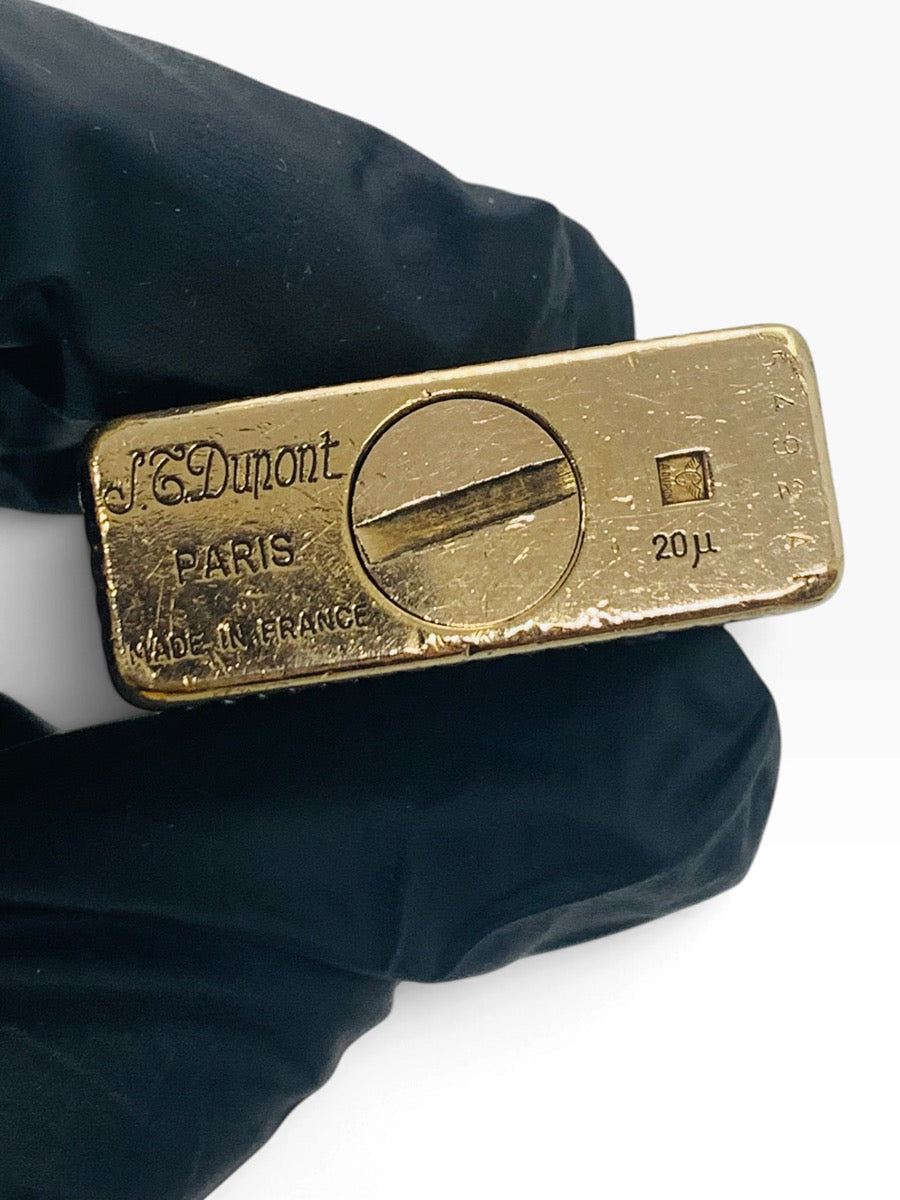 St Dupont Ligne 1 Vintage Gold Plated Diamond Head Luxury Pocket Lighter  Made in France