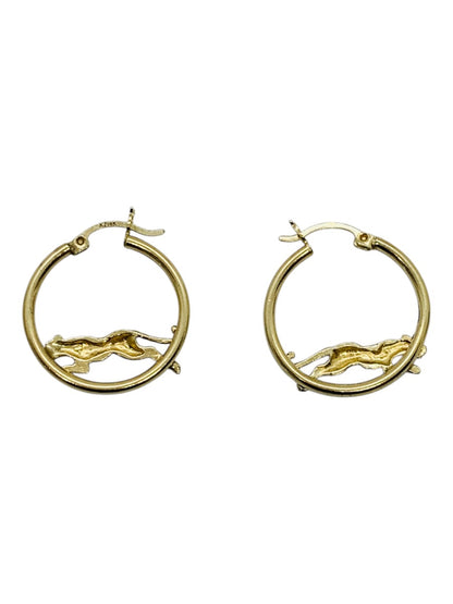 14K Yellow Gold Cheetah Hoop Earrings | Size 1 inch | 3.8g