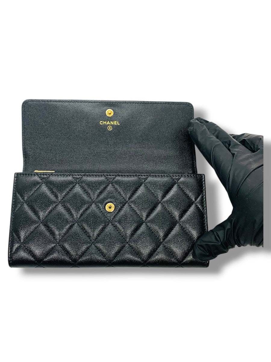 Chanel CC Matelasse Quilted Timeless Long Wallet Black