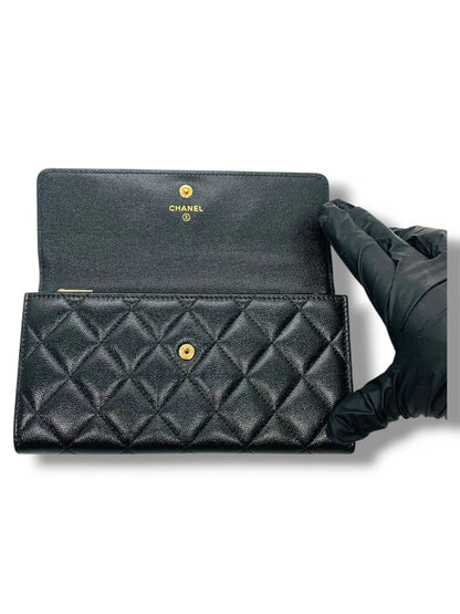 Chanel CC Matelasse Quilted Timeless Long Wallet Black