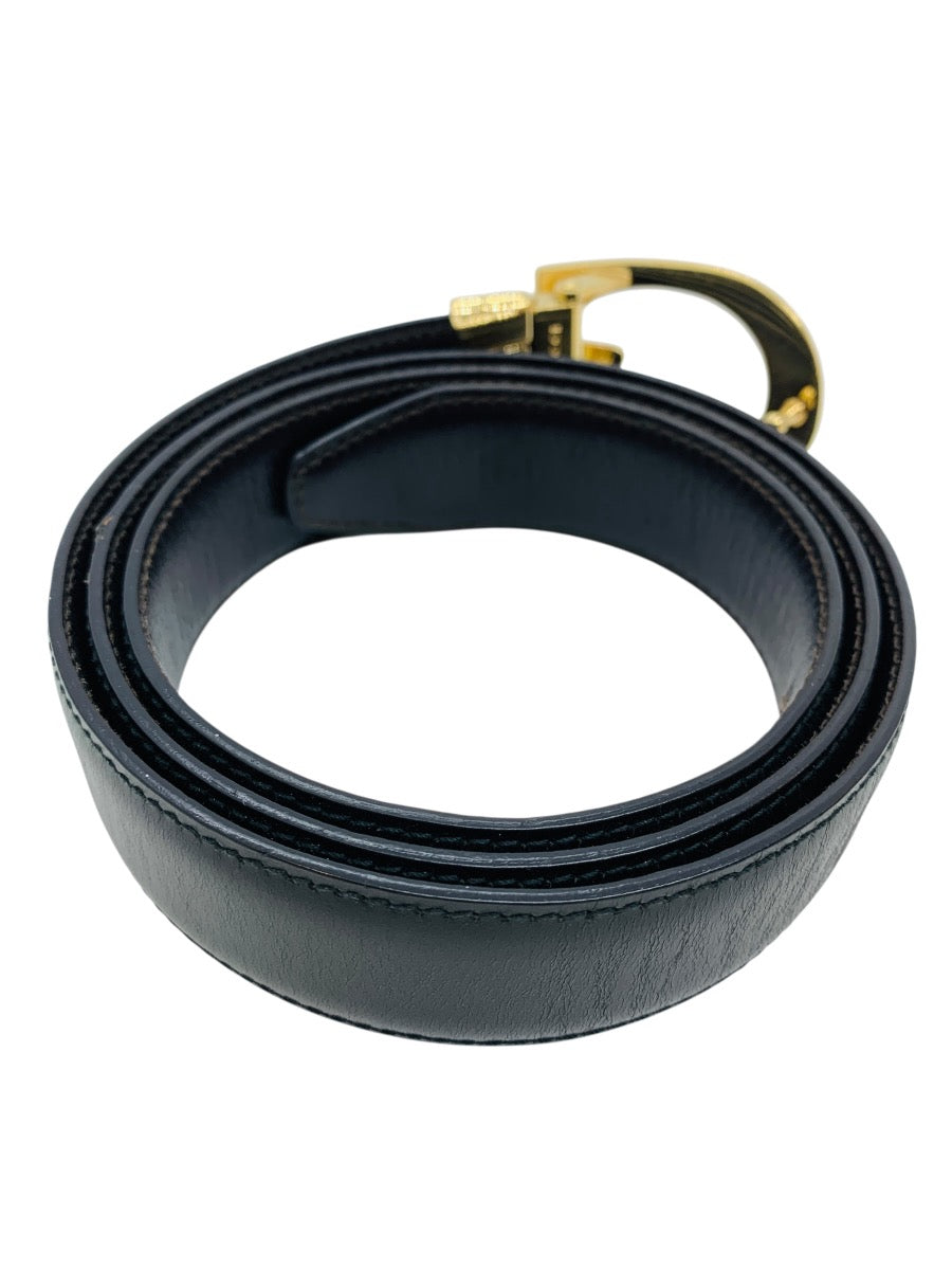Gucci Buckle Leather Metal Black Belt Size 34