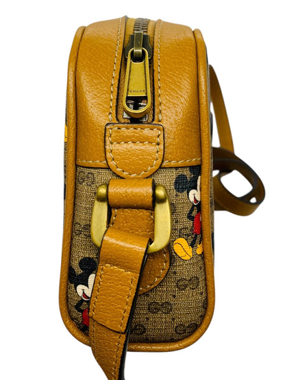Gucci x Disney Mickey Mouse GG Supreme Canvas Shoulder Bag Brown Leather