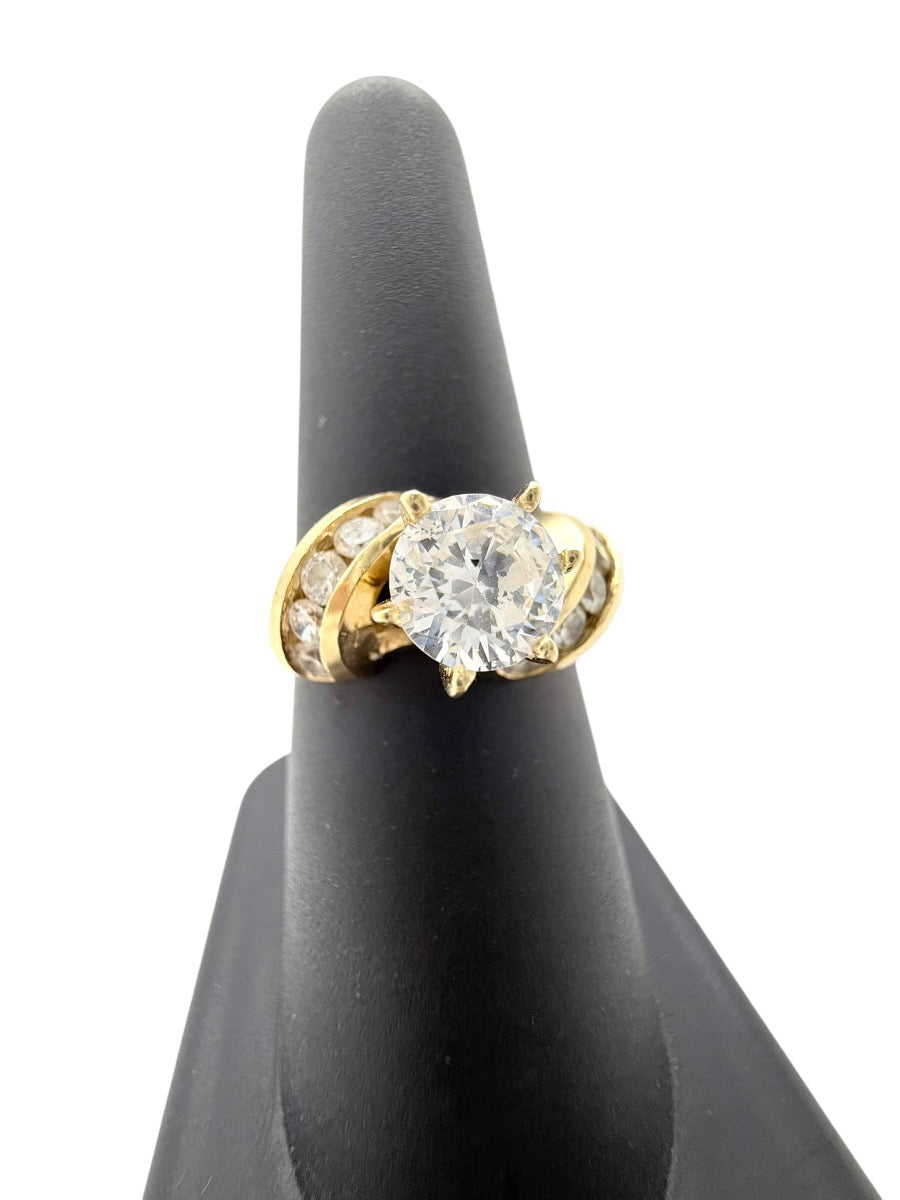 14K Yellow Gold Clear Stone Ring Set | 0.91 TCW | 5.8g