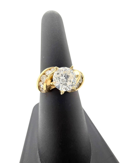 14K Yellow Gold Clear Stone Ring Set | 0.91 TCW | 5.8g