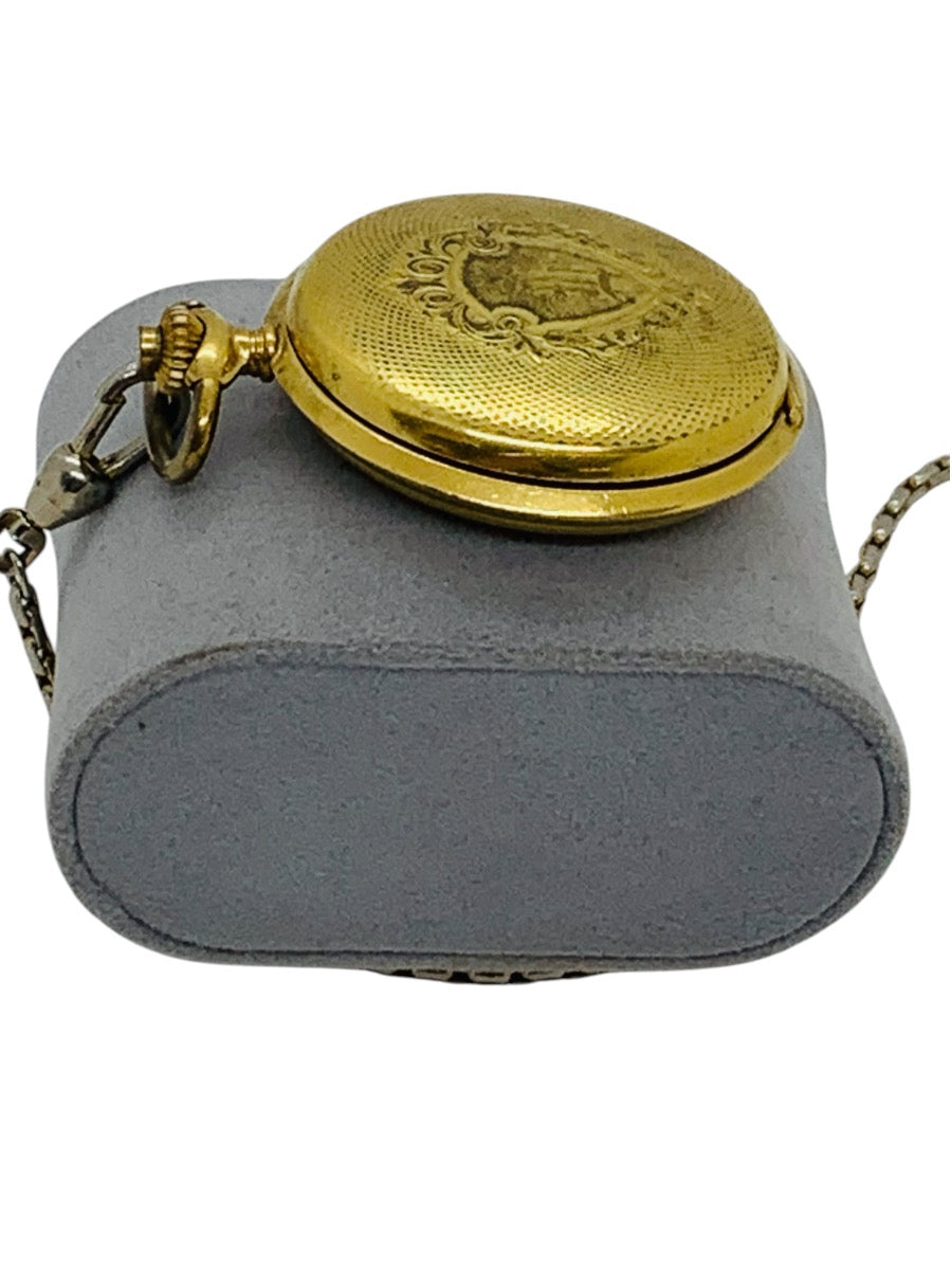 Gerard Day/Date Gold Tone Hunter-Case Pocket Watch Quartz
