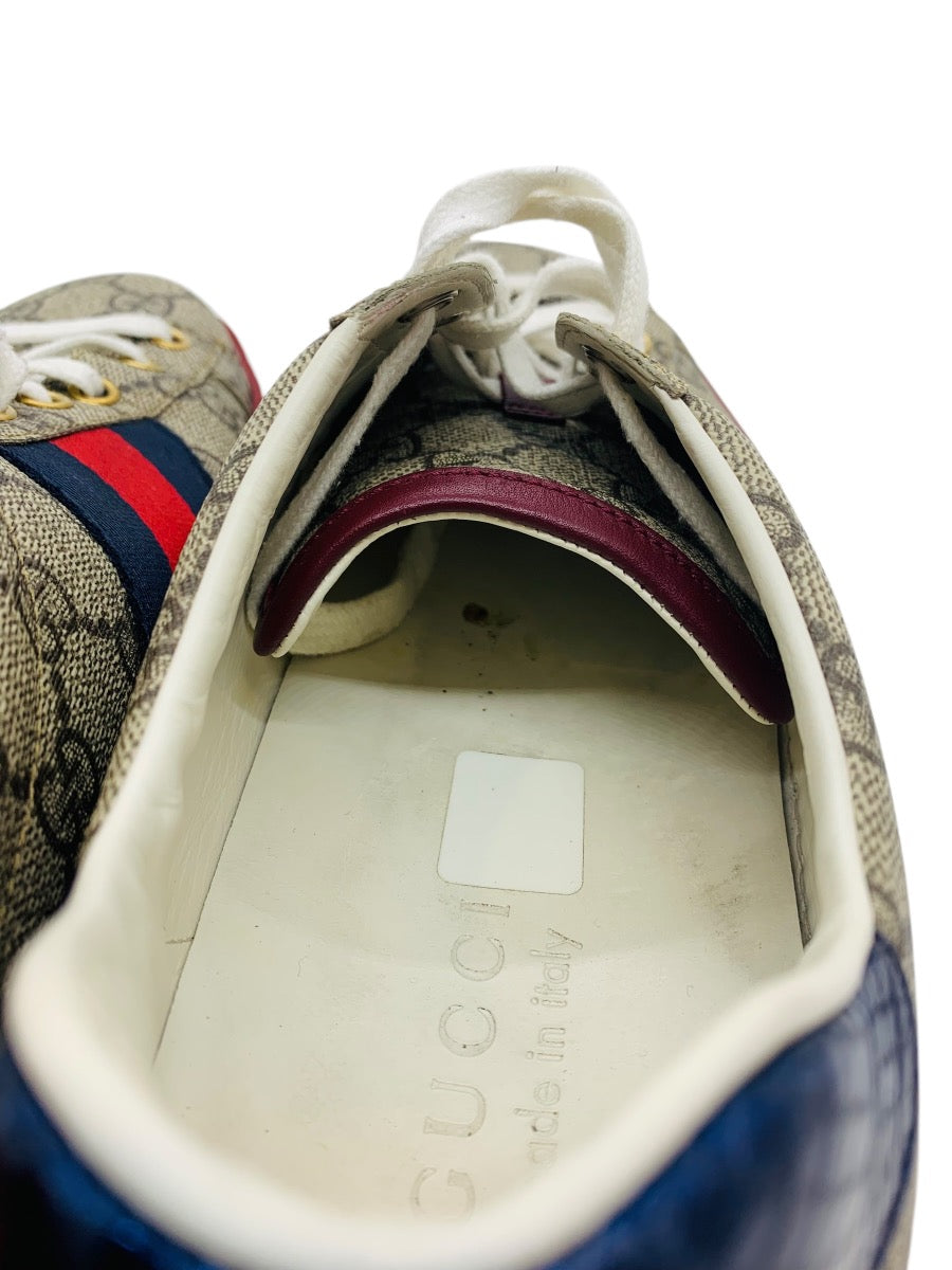Gucci Ace Supreme GG Monogram Red Bottom Shoes Sneakers-Mens 8.5=9 US