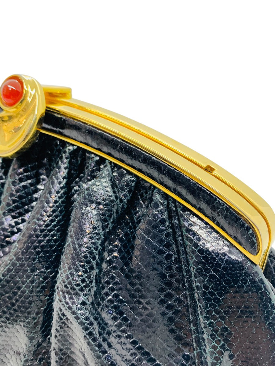 Judith Leiber Snakeskin Clutch/Shoulder Bag with dustbag & box