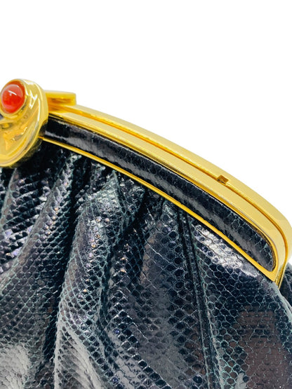 Judith Leiber Snakeskin Clutch/Shoulder Bag with dustbag & box