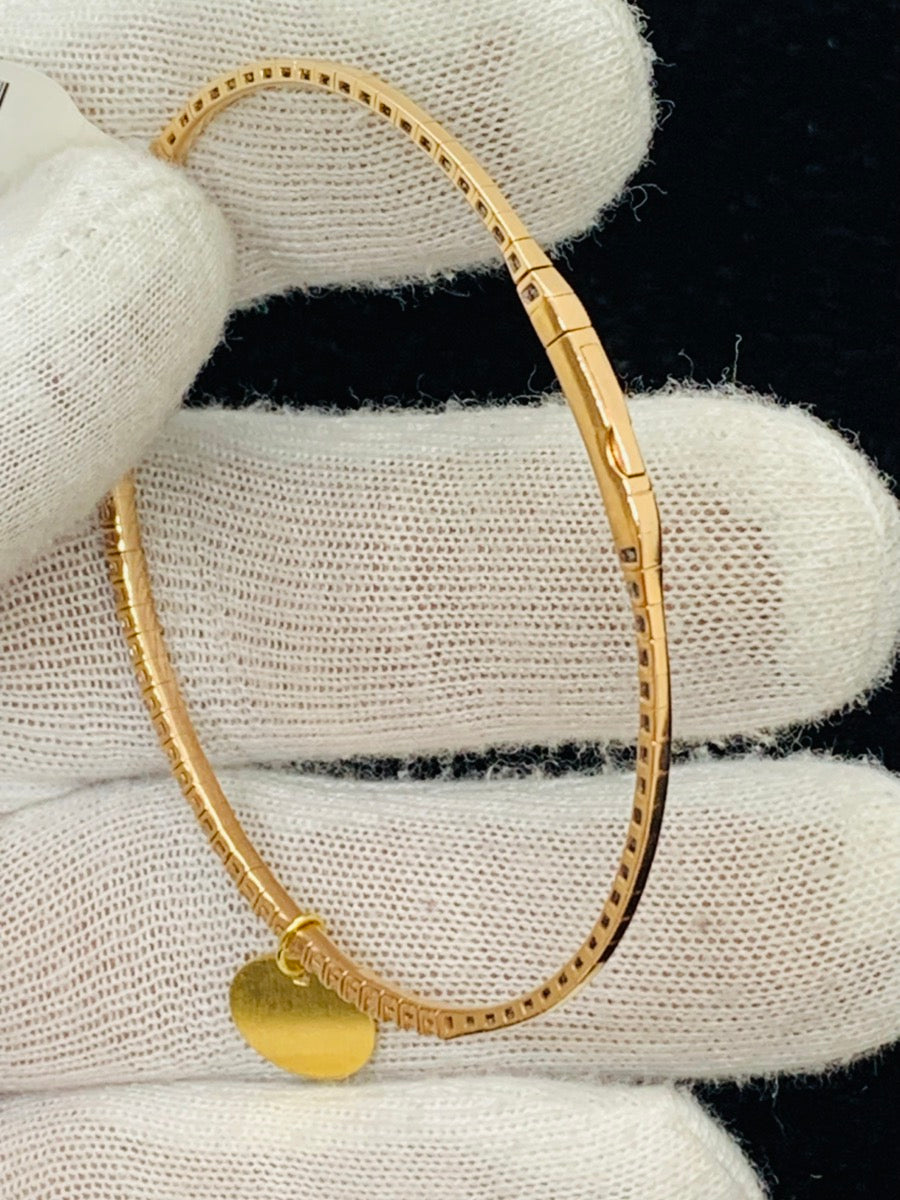 14K Rose Gold Round Diamond Bangle Bracelet | .40 TCW | Size 8 | 6.3g