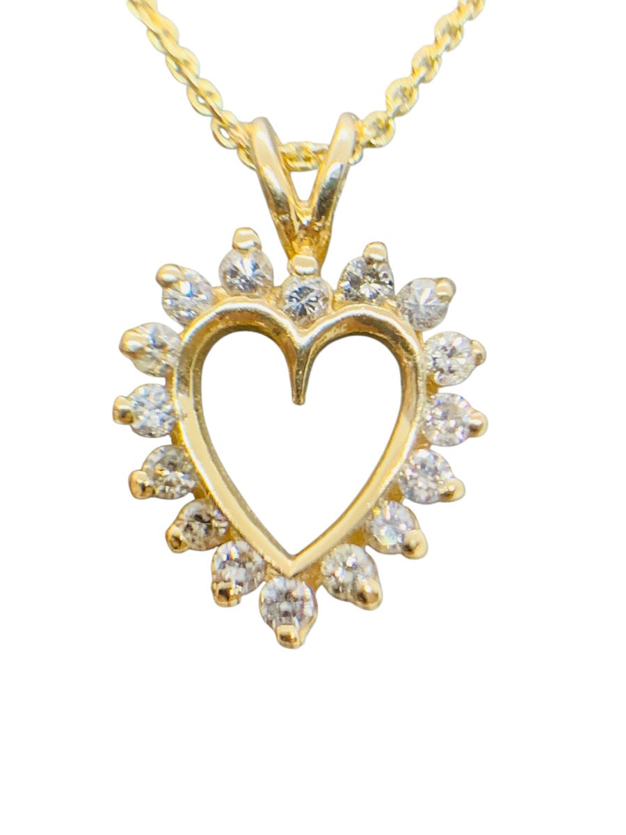 14K Yellow Gold Necklace w/ Pendant | 18" | 0.15 CTW | 3g