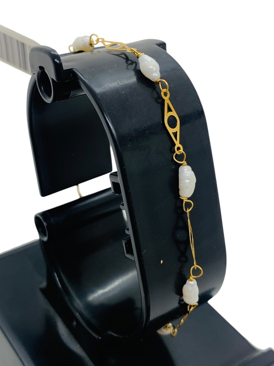 18K Yellow Gold Opal Link Bracelet | Size 7 | 1.4g