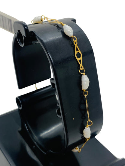 18K Yellow Gold Opal Link Bracelet | Size 7 | 1.4g